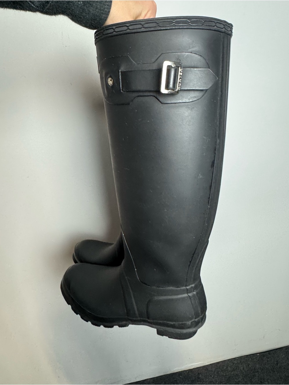 Hunter Original Tall Rain Boots Black Matte Waterproof Rubber Wellies Womens - Picture 3 of 9